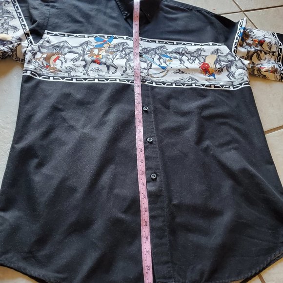 Vintage 1993 Looney Tunes Warner Bros Western Collection Karman Shirt Men's - Picture 6 of 8